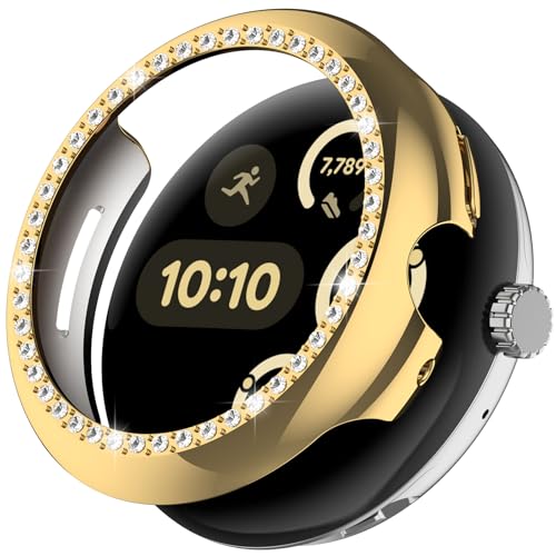 NINKI Bling Schutzhülle für Google Pixel Watch 3 Schutzhülle 41mm Gold Google Pixel Watch 3 Protector Case 41mm Pixel Watch 3 Hülle 41mm Gold PC Bumper für Google Pixel Watch 3 41mm Hülle - Gold von NINKI
