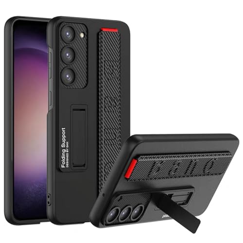 NINKI Carbon Fiber Strap Case für Samsung S25 Plus Phone Hülle mit Ständer für Armband,Harte Schutzhülle für Galaxy S25 Plus Thin Case,Heavy Duty Phone handyhülle für S25 Plus 5G handy hülle Kickstand NINKI Carbon Fiber Strap Case für Samsung S25 Plus Phone Hülle mit Ständer für Armband,Harte Schutzhülle für Galaxy S25 Plus Thin Case,Heavy Duty Phone handyhülle für S25 Plus 5G handy hülle Kickstand von NINKI