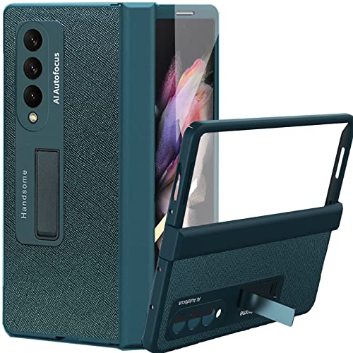 NINKI Flat Handyhülle für Samsung Galaxy Z Fold 3 Telfonhülle mit Displayschutzfolie, Scharnierschutzhülle für Samsung Fold 3 Lederhülle mit Stand Galaxy Z Fold 3 hülle fold 3 Schutzhülle Cover - Grün von NINKI