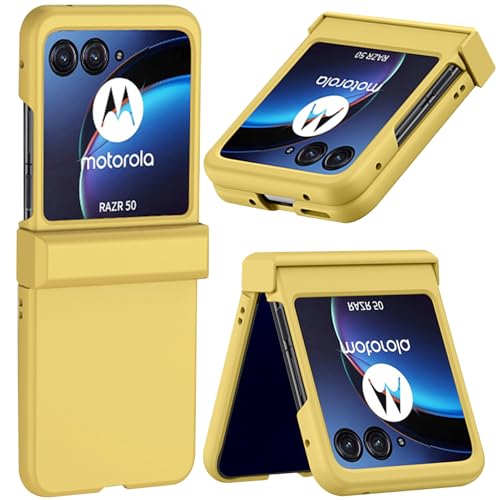 NINKI Kompatibel Motorola Razr 50 Hülle 2024,Motorola 50 5G Case Cover mit Scharnierschutz,Schutzhülle für Motorola Razr 50 Handyhülle Motorola Razr Plus Razr 2024 Handy Hülle Telefonhülle Gelb von NINKI