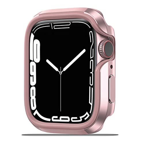 NINKI Kompatibel mit Apple Watch 7 41 mm Rosa Gehäuse Metall, Apple Watch 7 41 mm Anti-Fall-TPU-Hülle für Apple Watch Series 7 41mm Schutzhülle iWatch 7 Bumper Rosa Case Cover 41mm von NINKI