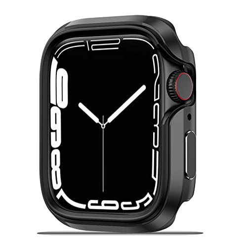 NINKI Kompatibel mit Apple Watch 7 41 mm schwarz Gehäuse aus Metall, Aluminium- und TPU- Rahmenhülle für iWatch 7 Protector Case 41 mm Hard Bumper Case 41 mm 7 Apple Watch Cover für Damen Herren von NINKI