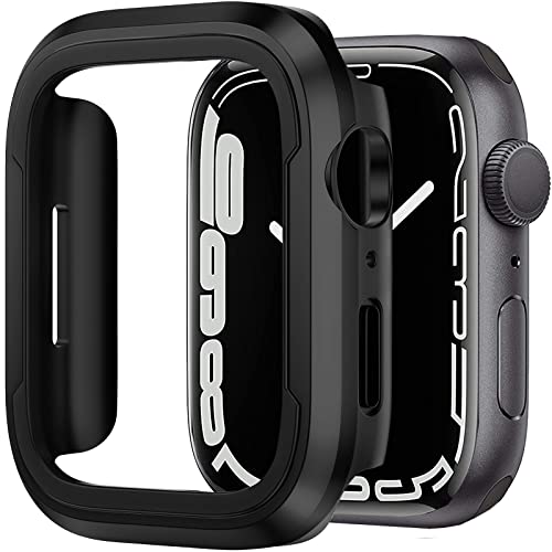 NINKI Kompatibel mit Apple Watch 7 41mm Schwarz Metallgehäuse stoßfestes Aluminium und weiches TPU-Gehäuse für iWatch Series 7 Protector Case 41mm Hard Bumper Case für iWatch 41mm Series 7 - Schwarz von NINKI