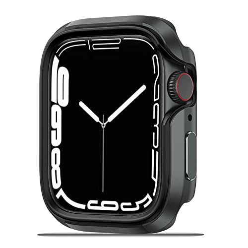 NINKI Kompatibel mit Apple Watch 7 grau Hülle 41mm Fallfeste Stoßfängerhülle für Apple Watch 7 41mm TPU & Aluminium Full Coverage Case Anti-Fingerprint Apple Watch 7 41mm Metall Schutzhülle von NINKI