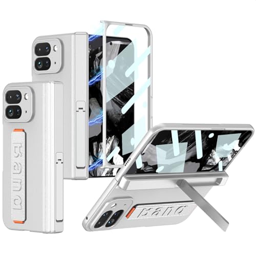 NINKI Kompatibel mit Google Pixel 9 Pro Fold Ständer Hülle mit Armband, PC handyhülle mit Displayschutz Schutzhülle Wristband hülle Kickstand Case Cover für Google Pixel 9 Pro Fold 2024 Silber NINKI Kompatibel mit Google Pixel 9 Pro Fold Ständer Hülle mit Armband, PC handyhülle mit Displayschutz Schutzhülle Wristband hülle Kickstand Case Cover für Google Pixel 9 Pro Fold 2024 Silber von NINKI