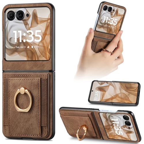 NINKI Kompatibel mit Motorola Razr 50 2024 Wallet Case Retro mit Ring,PU Leder kartenfach Schutzhülle für Motorola Razr 2024 5G Ständer Handyhülle für Motorola Razr 50 Retro PU Hülle- Braun NINKI Kompatibel mit Motorola Razr 50 2024 Wallet Case Retro mit Ring,PU Leder kartenfach Schutzhülle für Motorola Razr 2024 5G Ständer Handyhülle für Motorola Razr 50 Retro PU Hülle- Braun von NINKI