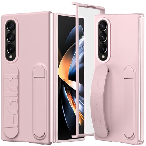 NINKI Kompatibel mit Samsung Galaxy Z Fold 4 Hülle mit Displayschutz Z fold 4 handschlaufe Hülle mit kameraschutz Samsung z fold 4 Handy hülle für Samsung Galaxy Z Fold 4 Ständer Hülle Case Rosa von NINKI