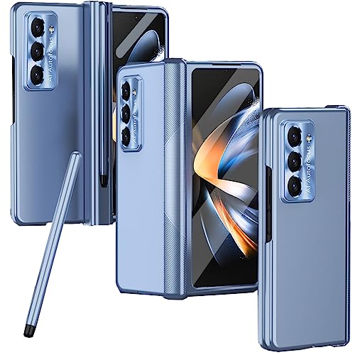 NINKI Kompatibel mit Samsung Galaxy Z Fold 5 Hülle mit S Stift Halter S Pen,klappehülle für Samsung Fold 5 Handyhülle mit Displayschutz, Galaxy Fold 5 5g Case Handy hülle Schutzhülle Blau von NINKI