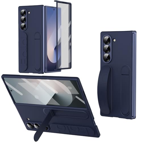 NINKI für Samsung Galaxy Z Fold 6 Hülle mit Ständer, Wristband, Kameraschutz und Displayschutz - Schutzhülle in Blau von NINKI