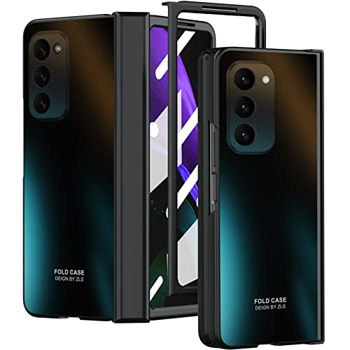 NINKI Kompatible Samsung Galaxy Fold 2 Hülle mit Displayschutzfolie, luxuriöse Galvanik, robustes Scharnier, Samsung Galaxy Z Fold 2 Hüllen für Herren, Schwarz von NINKI