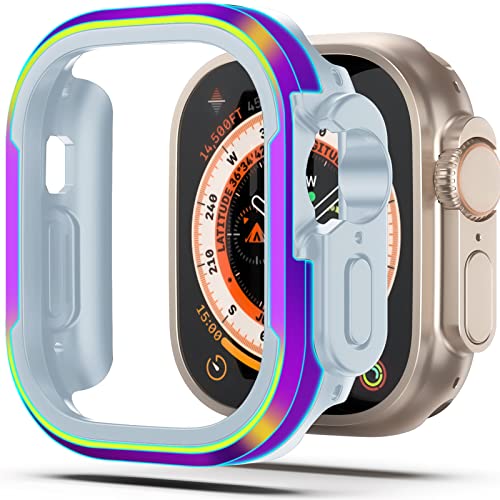 NINKI Kompatible bunte Apple Watch Ultra 2 (2023) / Ultra Hülle 49 mm, Apple Watch Ultra 49 mm, Metallgehäuse, stoßfeste TPU-Stoßfänger, schützende iWatch Ultra Hüllen 49 mm Hülle für Apple Watch von NINKI