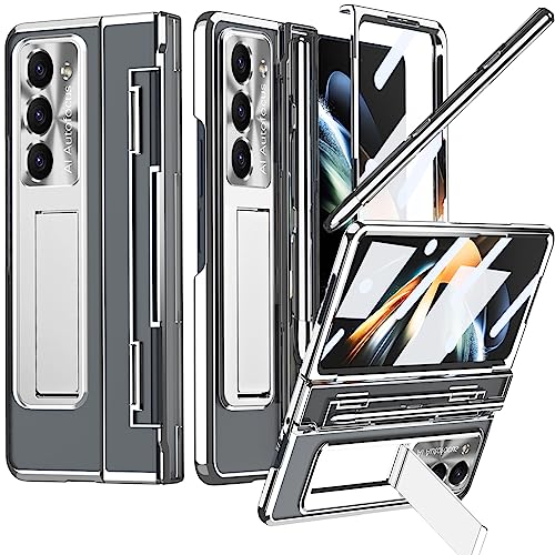 NINKI S Pen Schutzhülle für Samsung Galaxy Z Fold 5 Case mit Scharnierschutz &S Pen Halter,5 in 1 voll Coverage Stand Displayschutz Cover für Samsung Galaxy Z Fold 5 Handyhülle hülle Clear Silber von NINKI