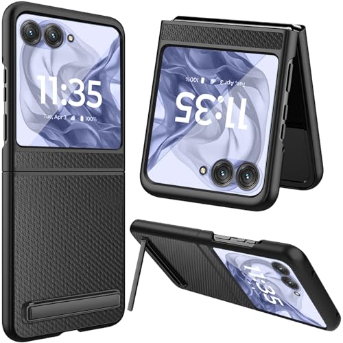 NINKI Schutzhülle für Motorola Razr 2024/2025 mit unsichtbarem Ständer, integrierter Displayschutz, ultradünn, PU-Leder, matt, stoßfest, Razr60, Smartphone-Hülle für Moto Razr 2025, Kohlefaser NINKI Schutzhülle für Motorola Razr 2024/2025 mit unsichtbarem Ständer, integrierter Displayschutz, ultradünn, PU-Leder, matt, stoßfest, Razr60, Smartphone-Hülle für Moto Razr 2025, Kohlefaser von NINKI
