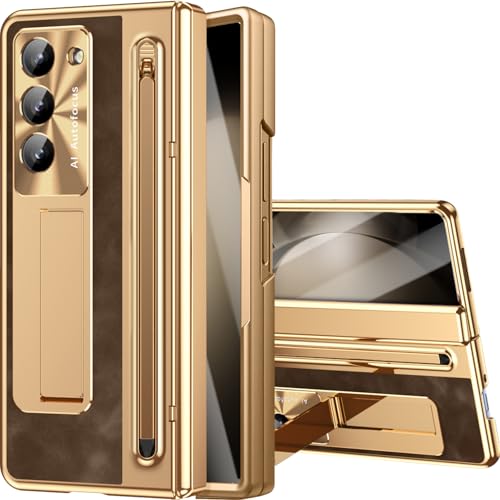 NINKI Schutzhülle für Samsung Galaxy Z Fold 5, mit S-Pen und S-Stifthalter, Ständer und Front-Displayschutzfolie, Scharnier, galvanisiertes Leder, Handyhülle für Z Fold 5, mit Ständer und Eingabestift NINKI Schutzhülle für Samsung Galaxy Z Fold 5, mit S-Pen und S-Stifthalter, Ständer und Front-Displayschutzfolie, Scharnier, galvanisiertes Leder, Handyhülle für Z Fold 5, mit Ständer und Eingabestift von NINKI