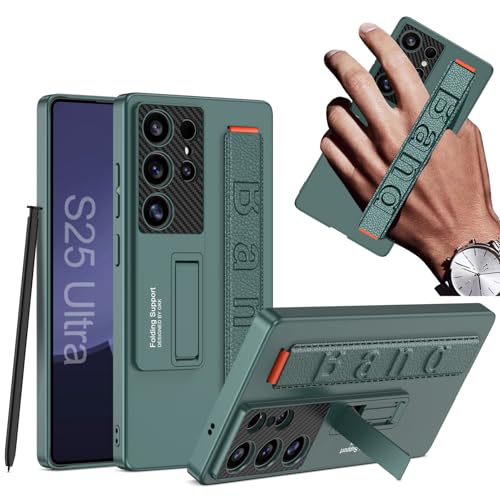 NINKI Strap Case für Samsung S25 Ultra Phone Hülle mit Ständer für Armband, Harte Schutzhülle für Galaxy S25 Ultra Thin Case, Heavy Duty Phone handyhülle für S25 Ultra 5G Handy hülle Kickstand Grün NINKI Strap Case für Samsung S25 Ultra Phone Hülle mit Ständer für Armband, Harte Schutzhülle für Galaxy S25 Ultra Thin Case, Heavy Duty Phone handyhülle für S25 Ultra 5G Handy hülle Kickstand Grün von NINKI