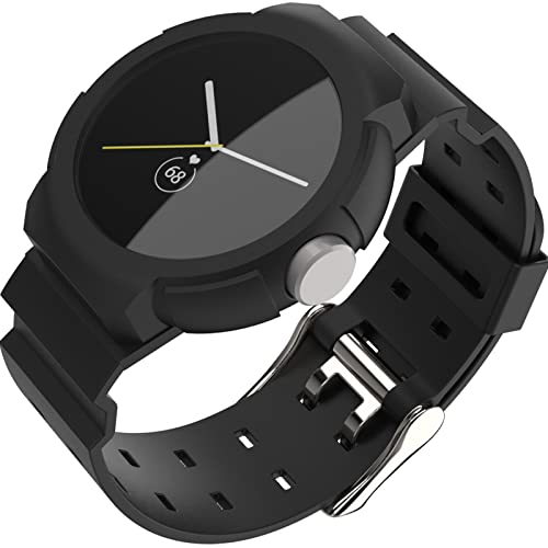 NINKI Uni-Body Kompatible Google Pixel Uhrenarmbänder mit Hülle, schützendes Sport-Silikon TPU Schlaufenarmbänder Google Pixel Uhrenarmband Band für Google Pixel Smart Watch Band Hülle Herren von NINKI