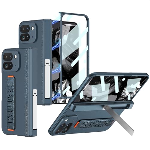 NINKI für Google Pixel 9 Pro Fold Hülle mit Displayschutz Handyhülle mit Strap,dünne Grip Cover für Pixel 9 Pro Fold case mit Handschlaufe, Pixel 9 Pro Fold 2024 Handyhülle mit Strap Schutzhülle Grün von NINKI