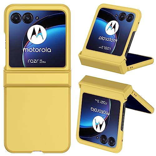 NINKI für Motorola Razr 40 Ultra Hülle 2023,Motorola 40 Ultra Case Cover mit Scharnierschutz,Schutzhülle für Moto Razr 40 Ultra Handyhülle Motorola Razr Plus Razr+ 2023 Handy Hülle Telefonhülle Gelb von NINKI