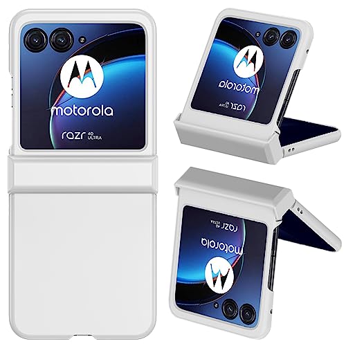 NINKI für Motorola Razr 40 Ultra hülle 2023 mit Scharnierschutz,Motorola 40 Ultra Case Dünn,Nette Harte PC Schutzhülle für Motorola Razr+ Cover Neu Moto Razr Plus 2023 Handyhülle Weiß von NINKI