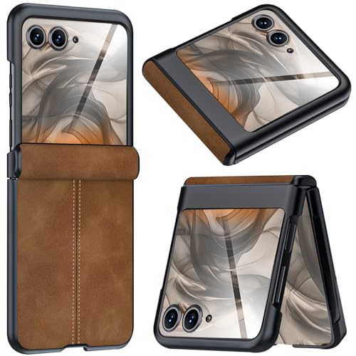 NINKI für Motorola Razr 50 2024 PU Schutzhülle mit Scharnierschutz, Anti-Drop, Anti-Shock, Anti-Rutsch Textur, Elegante handyhülle Cover für Motorola Razr 2024 Displayschutz Handy hülle Braun NINKI für Motorola Razr 50 2024 PU Schutzhülle mit Scharnierschutz, Anti-Drop, Anti-Shock, Anti-Rutsch Textur, Elegante handyhülle Cover für Motorola Razr 2024 Displayschutz Handy hülle Braun von NINKI