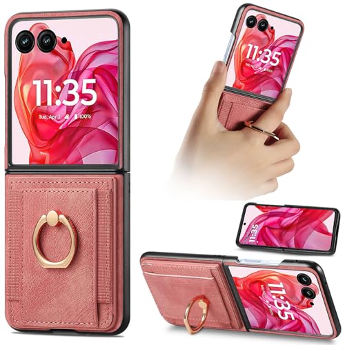 NINKI für Motorola Razr 50 Ultra kartenfach Hülle mit ständer,für Moto Razr 50 Ultra Retro Schutzhülle, Motorola Razr 50 Ultra Case Handyhülle für Moto Razr 50 Ultra Handy hülle Frauen-Rosa NINKI für Motorola Razr 50 Ultra kartenfach Hülle mit ständer,für Moto Razr 50 Ultra Retro Schutzhülle, Motorola Razr 50 Ultra Case Handyhülle für Moto Razr 50 Ultra Handy hülle Frauen-Rosa von NINKI