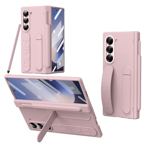 NINKI für Samsung Galaxy Z Fold 5 Hülle mit Displayschutz Samsung Fold 5 Hülle mit Stift Halter Galaxy z Fold 5 hülle mit handschlaufe Handyhülle für Samsung Galaxy Z Fold 5 Case Ständer Rosa von NINKI