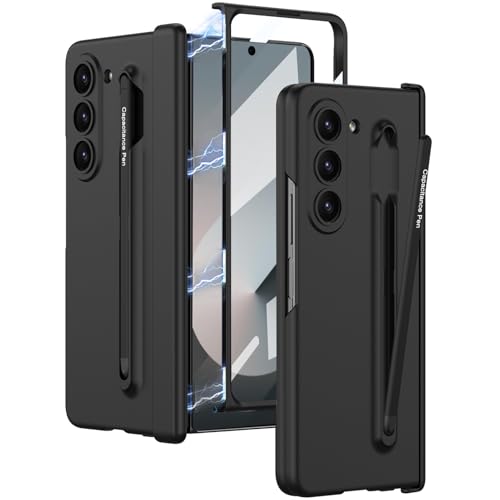 NINKI für Samsung Galaxy Z Fold 6 Handyhülle mit Slim S Pen Scharnier Schutz, Magnetische schützende Z Fold6 Hülle mit Screen Protector Case für Samsung Z Fold 6 Telefonhülle mit Stift Halter Schwarz von NINKI