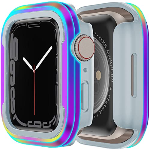 NINKIfür Apple Watch Series7 45mm Aluminium bunt gehäuse sturzfest Apple Watch 7 45mm TPU-Hülle Damen vollständig Schutzhülle für iWatch 7 45mm Herren Schutz Bumper Case für iWatch 7 45mm - Bunt von NINKI