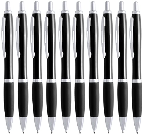 NIPORO 50 Kugelschreiber Schwarz ergonomisch mit Mine in Blau und rutschfester Griffzone (Schwarz) von NIPORO
