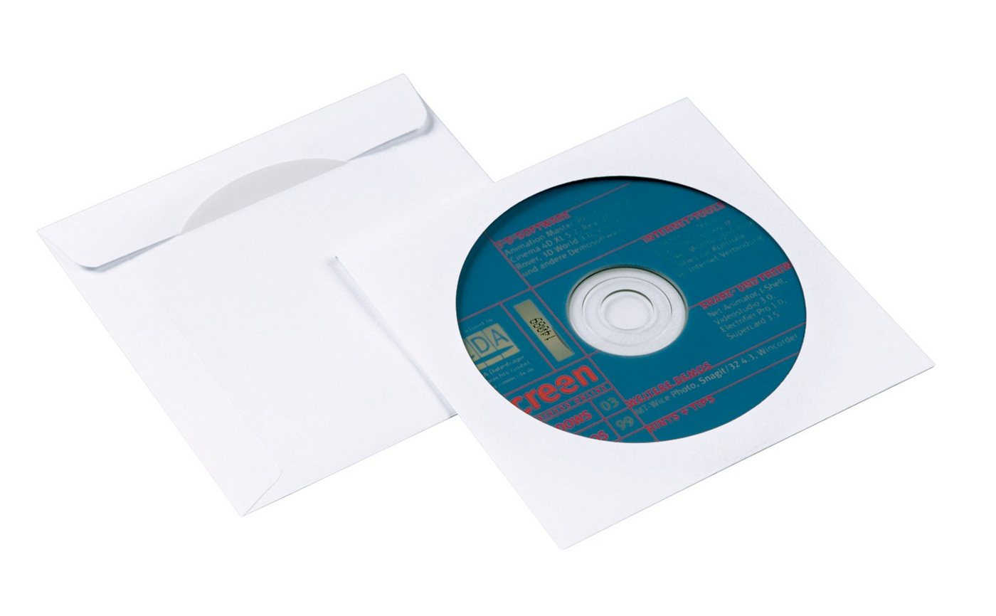 NIPS CD-Hülle CD/DVD-Papierhüllen (25 Stück), mit Steckverschluss, transparentes Sichtfenster von NIPS