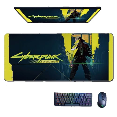 XXL-Mauspad für CyberPunk Edgerunners, rutschfeste Gummiunterseite, Gaming-Mauspad für Computer, 89,9 x 40,9 cm, wasserdicht, für Heimbüro, langes großes Mauspad (David Martinez, 900 x 400 x 3 mm) von NIRBO