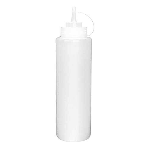 Vogue Squeeze-Sauce-Flasche mit Düsenkappe, 227 ml/8 oz, klares Polyethylen, nachfüllbare Saucenflasche mit weitem Hals, präzise schmale Spenderspitze, Schraubverschluss-Design, K062 von NISBETS