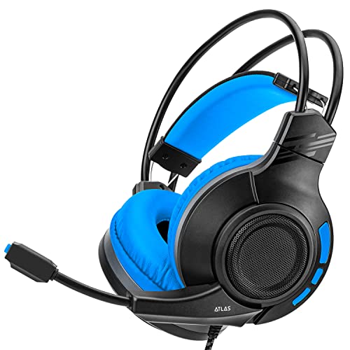 NITHO Atlas Gaming Headset für PC/PS4/PS5/Nintendo Switch/Xbox/Mobile, Stereo Surround Kopfhörer mit Bügelmikrofon, 50mm Treiber und Leichtem Kopfband - Blau von NITHO