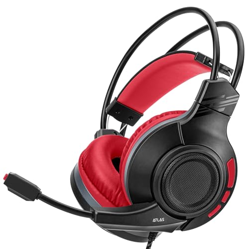 NITHO Atlas Gaming Headset für PC/PS4/PS5/Nintendo Switch/Xbox/Mobile, Stereo Surround Kopfhörer mit Bügelmikrofon, 50mm Treiber und Leichtem Kopfband - Rot von NITHO