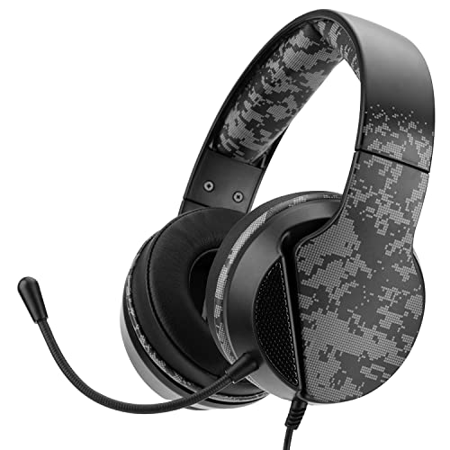 NITHO Janus Gaming Headset für PC/PS4/PS5/Xbox One/Xbox Series XS/Nintendo Switch/Mobile/Tablet, mit Bügelmikrofon, 40-mm-Treiber, 3.5-mm-Audioanschluss, Over-Ear Kopfhörer mit Kabel - Camo von NITHO