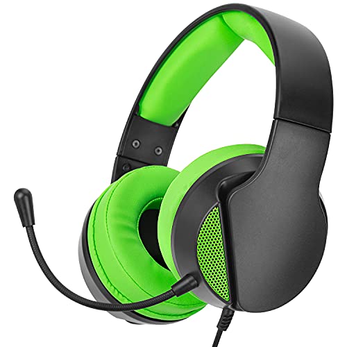 NITHO Janus Gaming Headset für PC/PS4/PS5/Xbox One/Xbox Series XS/Nintendo Switch/Mobile/Tablet, mit Bügelmikrofon, 40-mm-Treiber, 3.5-mm-Audioanschluss, Over-Ear Kopfhörer mit Kabel - Grün von NITHO