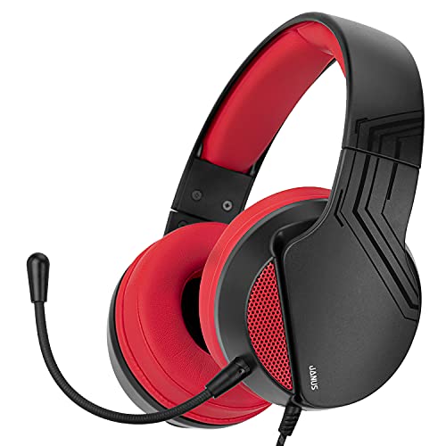 NITHO Janus Gaming Headset für PC/PS4/PS5/Xbox One/Xbox Series XS/Nintendo Switch/Mobile/Tablet, mit Bügelmikrofon, 40-mm-Treiber, 3.5-mm-Audioanschluss, Over-Ear Kopfhörer mit Kabel - Rot von NITHO