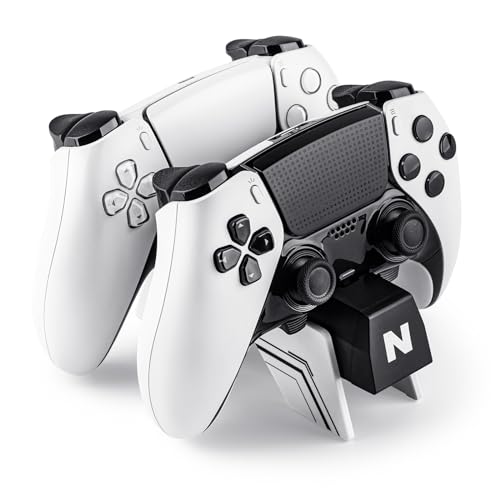 NITHO PS5 Controller Ladestation, Ladestation für Playstation 5 Controller/Edge Controller mit Schnelllade, Ladegerät für 2 x PS5 Controller, Kompatibles Zubehör Charger für PS5 - Weiß von NITHO