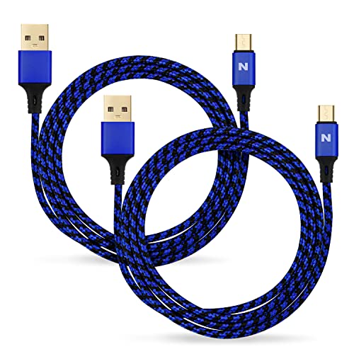 NITHO Set von 2 Ladekabel Kompatibel mit PS4/Xbox One und allen Geräten mit Micro B Stecker, Extra Langes 4 Meter Ladekabel Ermöglicht 2 Spieler zu Spielen Remote (2 Kabel, Blau) von NITHO