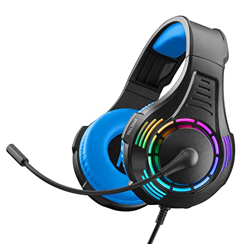 NITHO Spectra Over-Ear Gaming Headset für PC/PS4/PS5/Xbox One/Xbox Series XS/Nintendo Switch/Tablet/Mobile, Hochklappbares Mikrofon, Multi-Effekte RGB-Licht - Blau von NITHO
