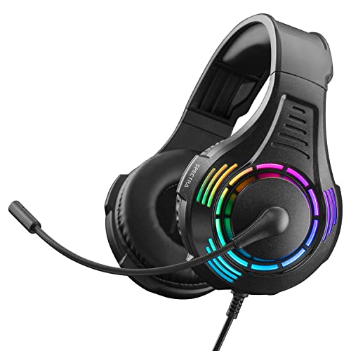 NITHO Spectra Over-Ear Gaming Headset für PC/PS4/PS5/Xbox One/Xbox Series XS/Nintendo Switch/Tablet/Mobile, Hochklappbares Mikrofon, Multi-Effekte RGB-Licht - Schwarz von NITHO