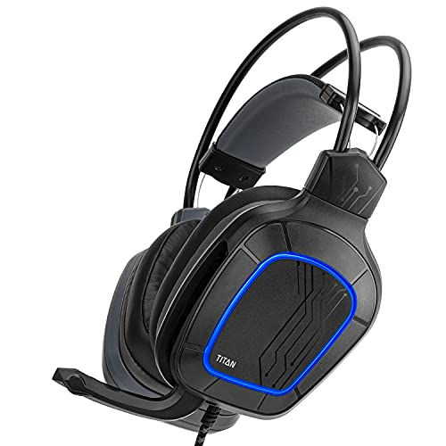 NITHO Titan 7.1 Surround Sound Gaming Headset für PC/Laptop/PS4/Xbox/Nintendo Switch, Kopfhörer mit Omnidirektionalmikrofon, 50mm Treibern, RGB Lichteffekt - Schwarz von NITHO