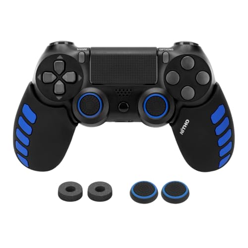 NiTHO Gaming Kit Kompatibel mit PS4 Controller, Anti-Schweiß Silikon Hörner Griff, Gameplay Control Daumen Griffe und Verbessern die Präzision Analog Mini-Stick Enhancer (Satz von 2) von NITHO