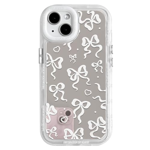 NITITOP Kompatibel mit iPhone 14 Hülle Cute Süßes Bow Schleife Spiegel Liebe Herz Glitzernd Muster und Fliege Frauen Mädchen Stoßfeste Glänzende Handyhülle - Weiß Bowknot NITITOP Kompatibel mit iPhone 14 Hülle Cute Süßes Bow Schleife Spiegel Liebe Herz Glitzernd Muster und Fliege Frauen Mädchen Stoßfeste Glänzende Handyhülle - Weiß Bowknot von NITITOP