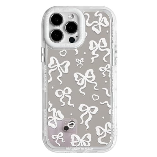NITITOP Kompatibel mit iPhone 15 Pro Max Hülle Cute Süßes Bow Schleife Spiegel Liebe Herz Glitzernd Muster und Fliege Frauen Mädchen Stoßfeste Glänzende Handyhülle - Weiß Bowknot NITITOP Kompatibel mit iPhone 15 Pro Max Hülle Cute Süßes Bow Schleife Spiegel Liebe Herz Glitzernd Muster und Fliege Frauen Mädchen Stoßfeste Glänzende Handyhülle - Weiß Bowknot von NITITOP