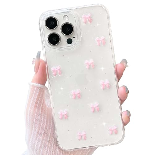 NITITOP Kompatibel mit iPhone 12 Pro Max Hülle Klar Transparent Cute 3D Rosa Schleife Süßes Glitzer Glitzernde Paillette Teen Girls Dünne Schutzhülle - Rosa Schleife NITITOP Kompatibel mit iPhone 12 Pro Max Hülle Klar Transparent Cute 3D Rosa Schleife Süßes Glitzer Glitzernde Paillette Teen Girls Dünne Schutzhülle - Rosa Schleife von NITITOP