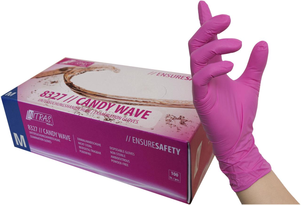 NITRAS® Einmalhandschuhe M pink CANDY WAVE von NITRAS®