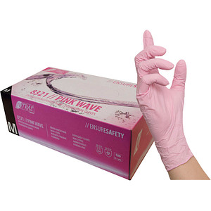 NITRAS® unisex Einmalhandschuhe PINK WAVE rosa Größe M, 100 St. von NITRAS®