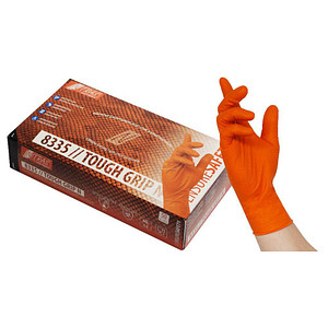 NITRAS® unisex Einmalhandschuhe TOUGH GRIP N orange Größe M, 50 St. von NITRAS®