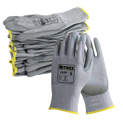 NITREX Unigloves 245P Wiederverwendbare schnittfeste Handschuhe mit Unigloves NitreGuard-Technologie, PU-Handflächenbeschichtung, schnittfestes Innenfutter, Grau NITREX Unigloves 245P Wiederverwendbare schnittfeste Handschuhe mit Unigloves NitreGuard-Technologie, PU-Handflächenbeschichtung, schnittfestes Innenfutter, Grau von NITREX